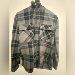 Very cute plaid grey and black button up